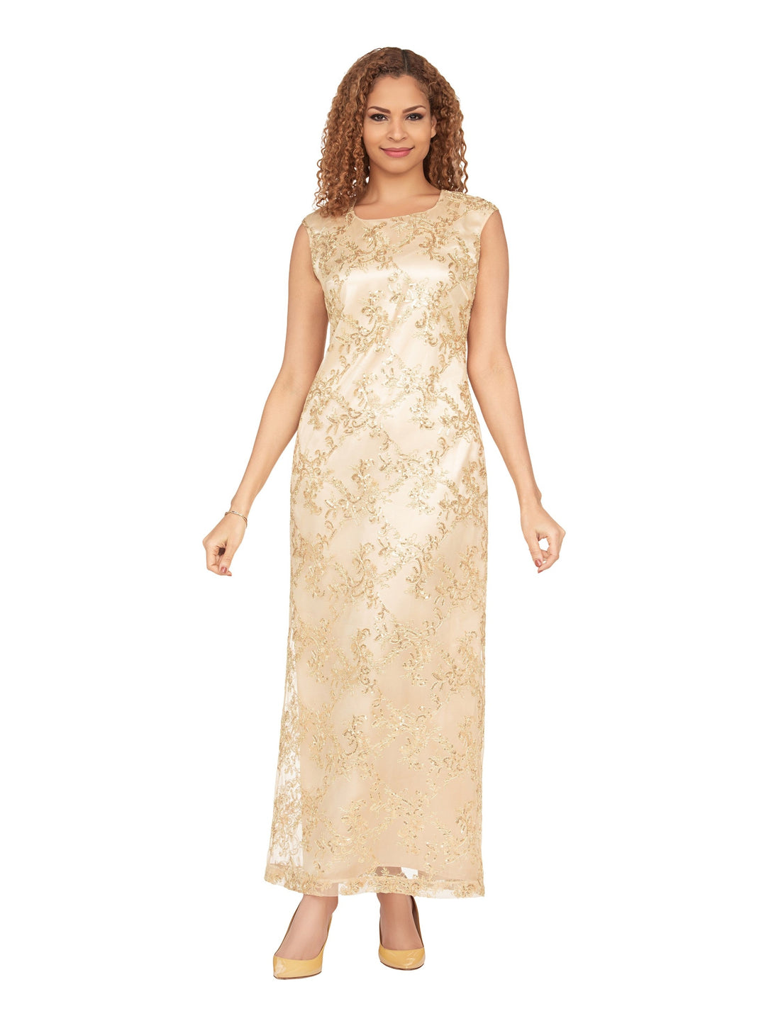 2pc Lux Sequined Lace Drs + Hi-low Cape-Plus