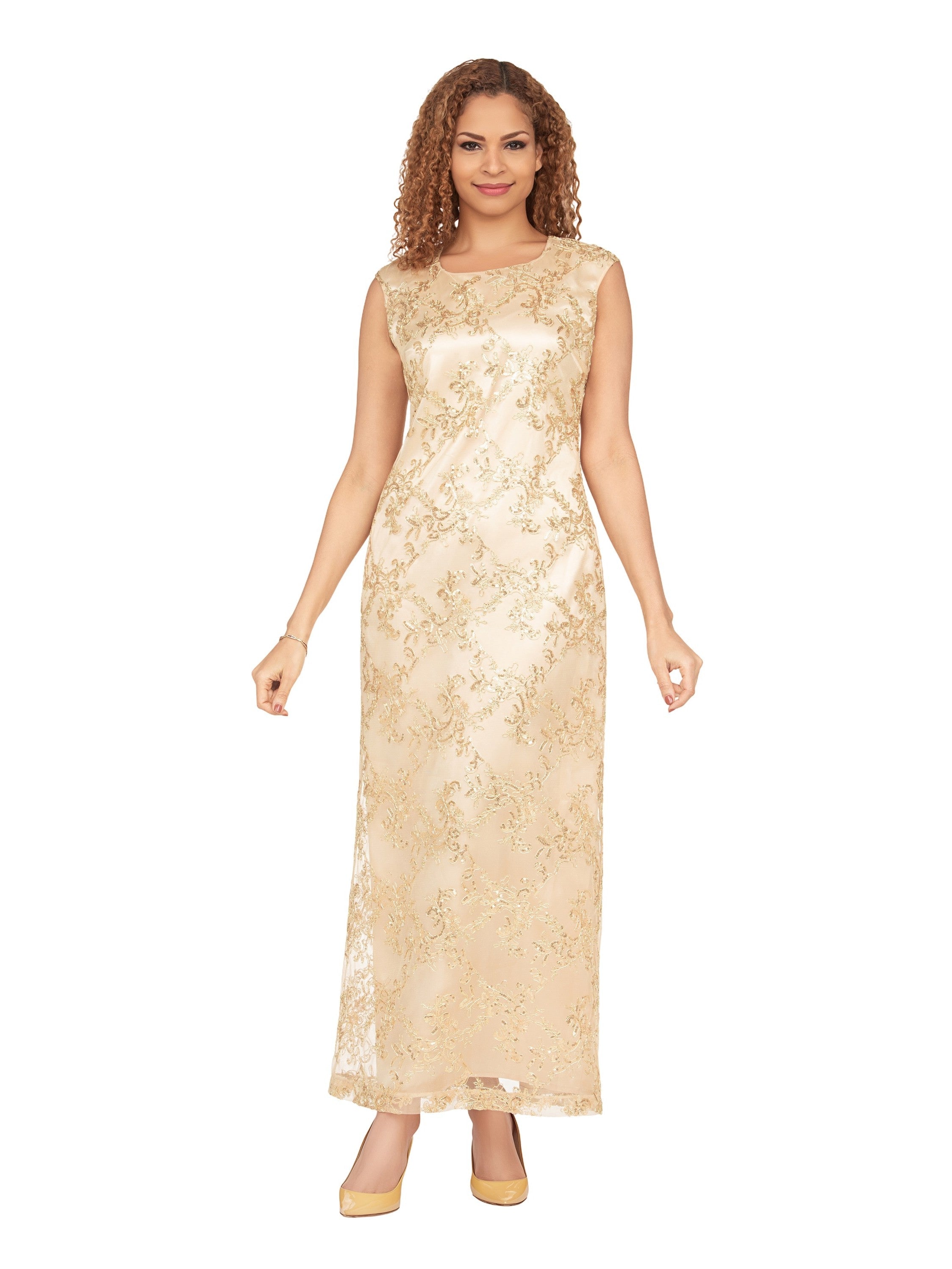 2pc Lux Sequined Lace Drs + Hi-low Cape-Plus