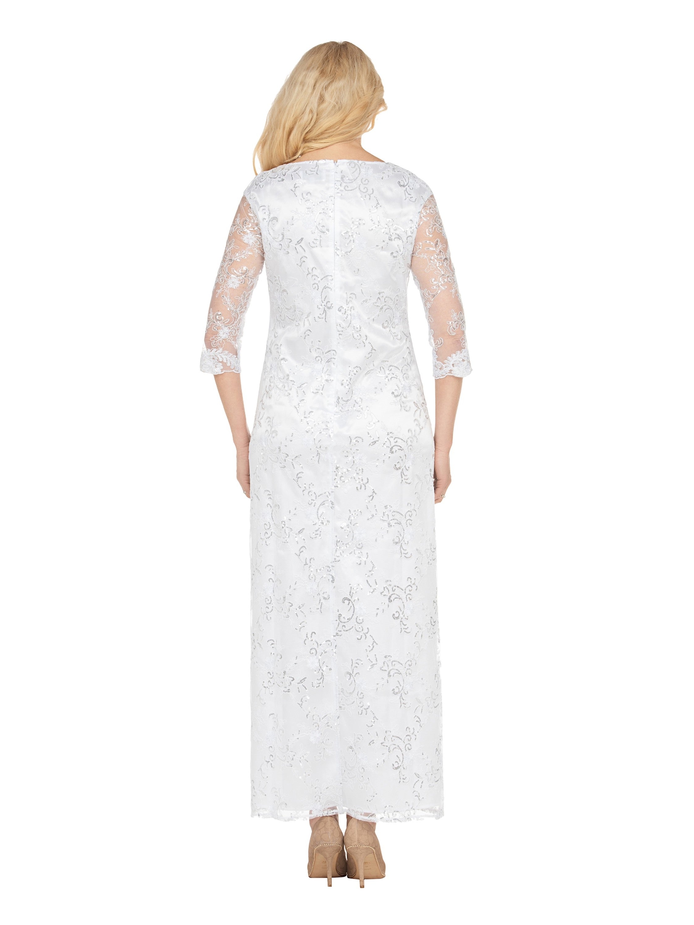2pc Lux Sequined Lace Drs + Hi-low Cape-Plus