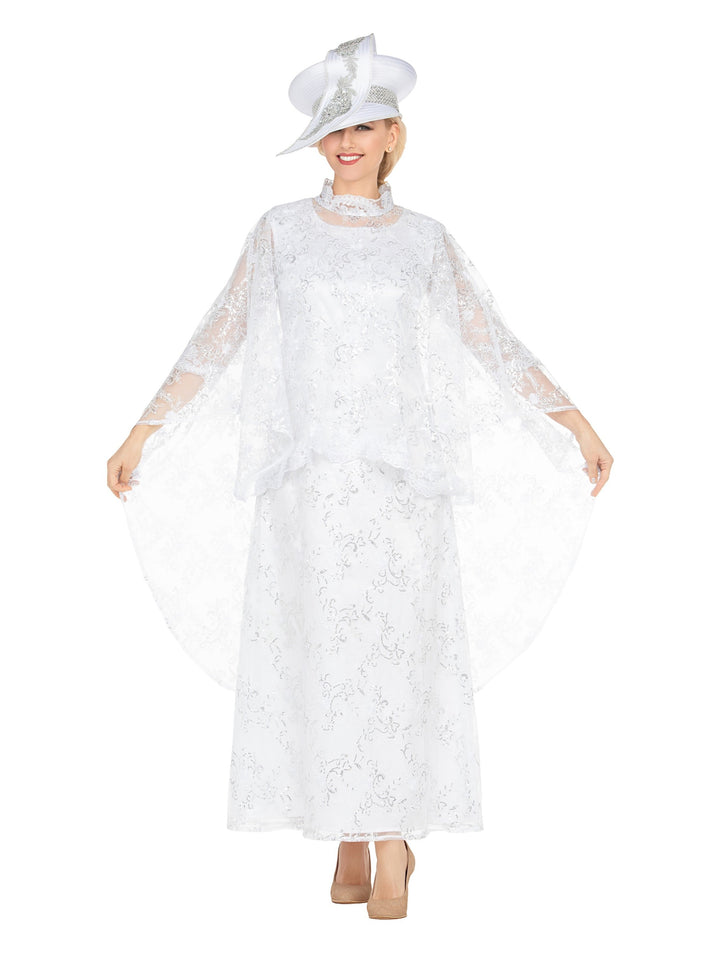 2pc Lux Sequined Lace Drs + Hi-low Cape