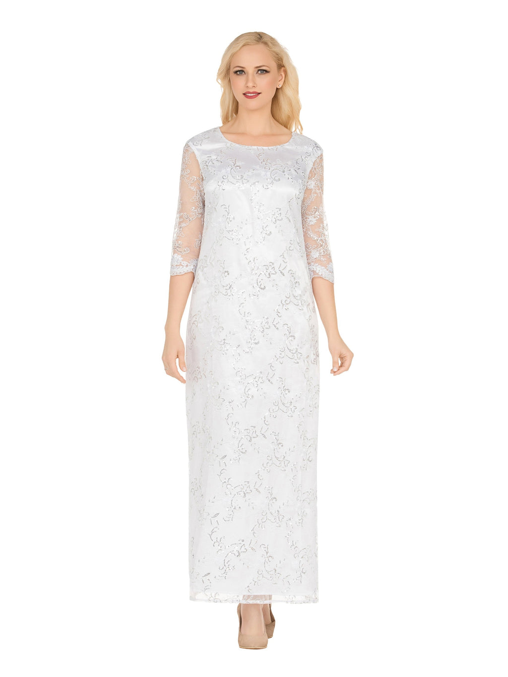 2pc Lux Sequined Lace Drs + Hi-low Cape