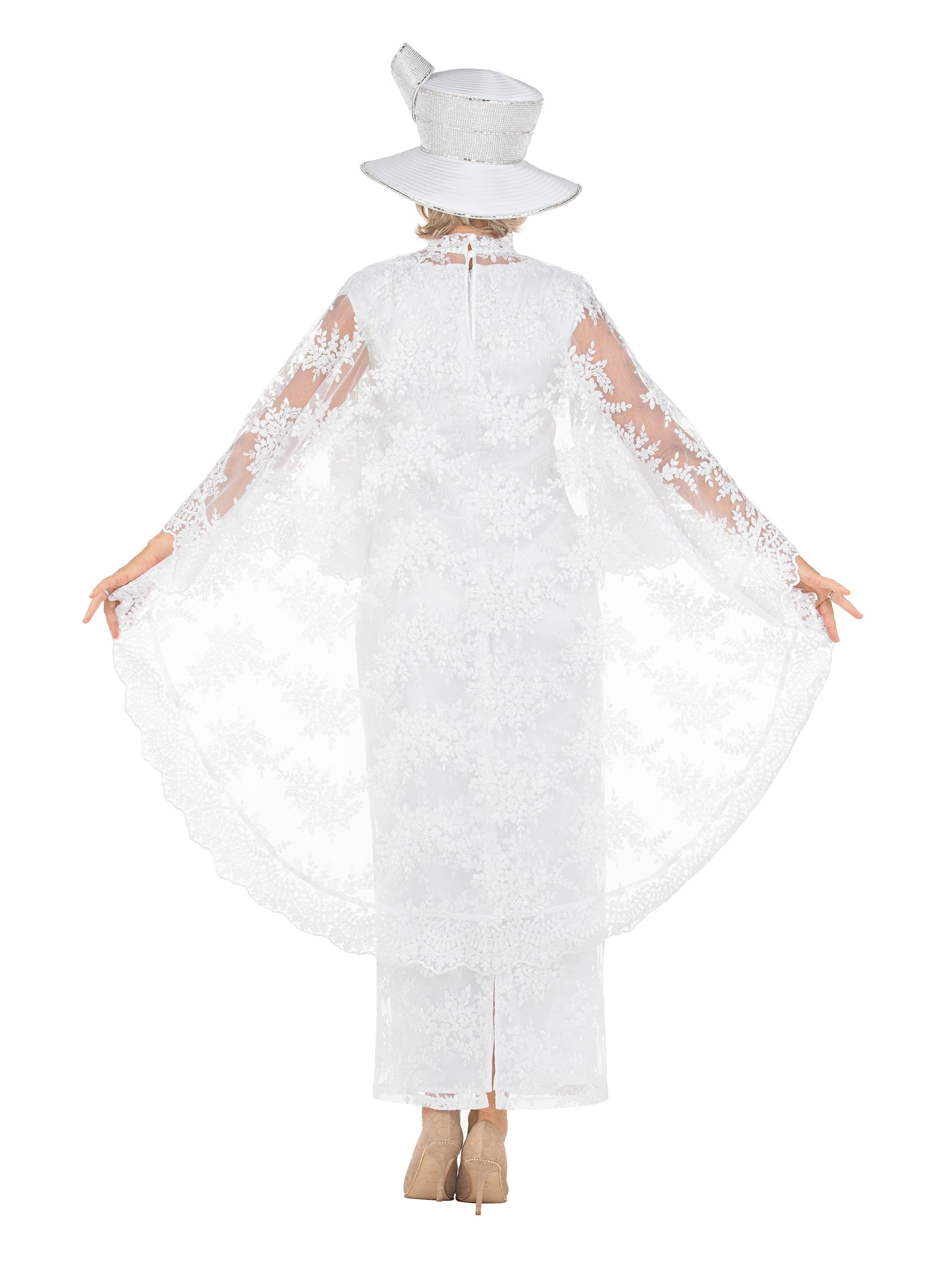 2pc Lux Lace Drs + Stand Collar Cape-Plus
