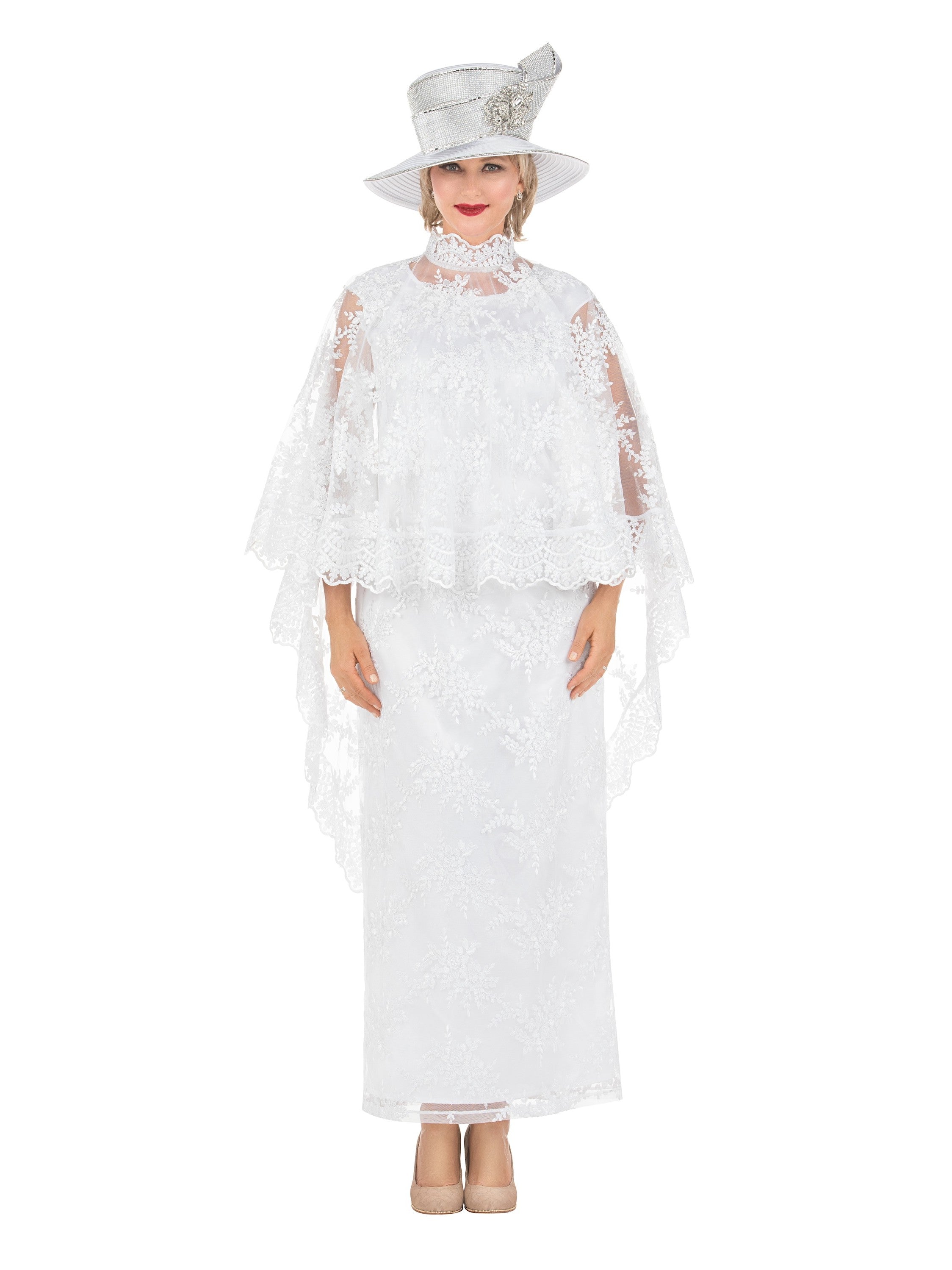 2pc Lux Lace Drs + Stand Collar Cape