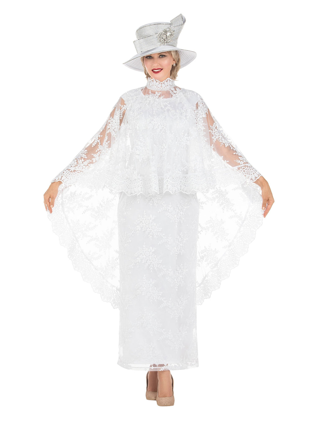 2pc Lux Lace Drs + Stand Collar Cape