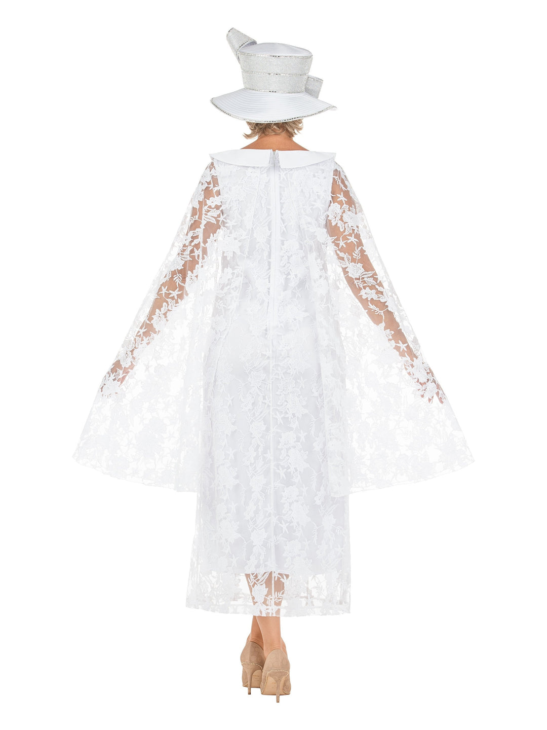 Faux 2pc Lace Overlay Drs w/ Cape