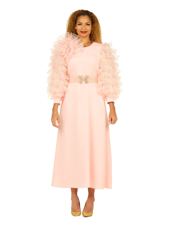 Ruffle Puff Sleeve Maxi Dress with Butterfly Belt