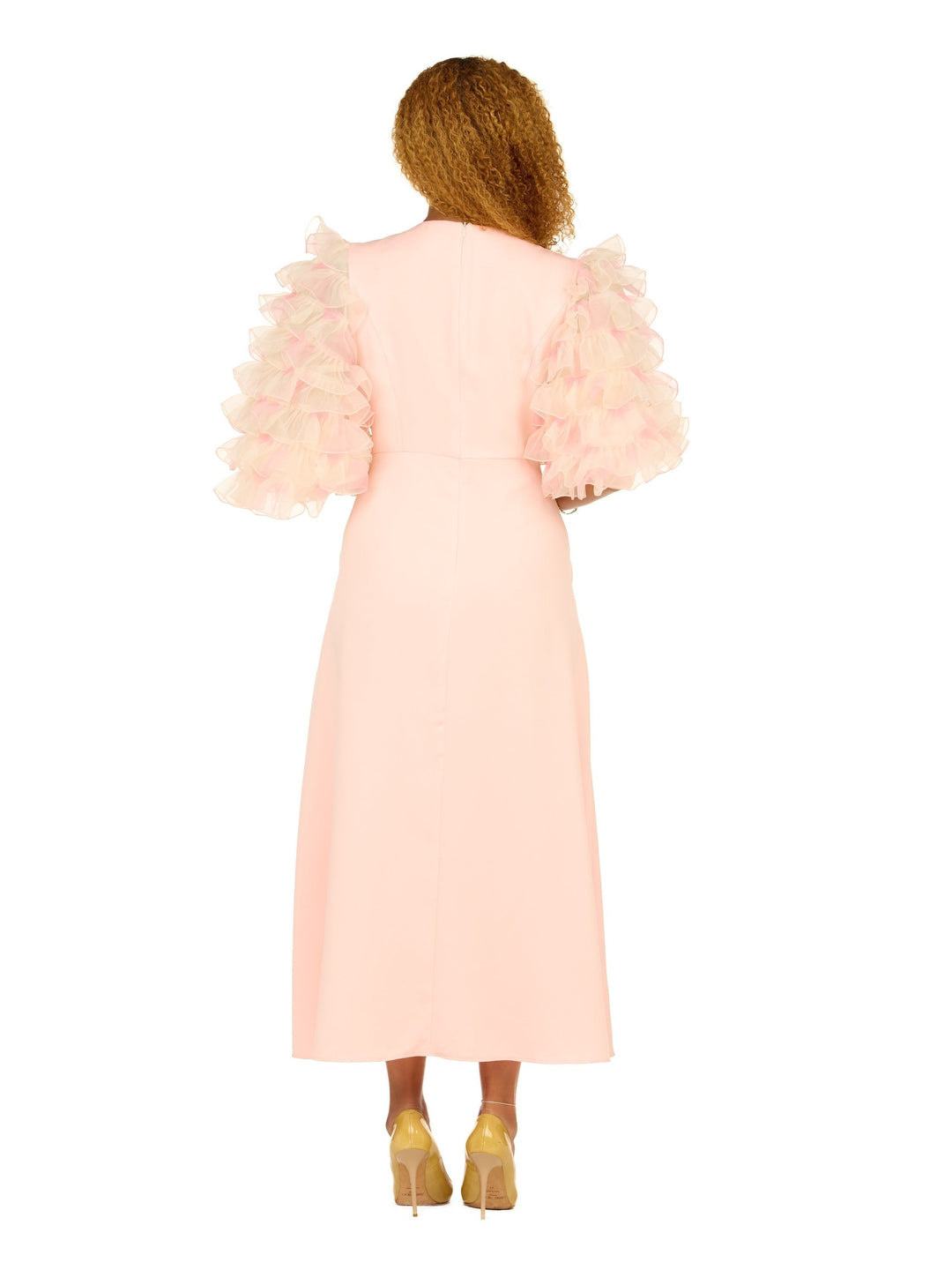 Ruffle Puff Sleeve Maxi Dress with Butterfly Belt