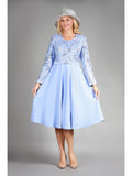 Round Neck LS A-line Dress w/ Waistband