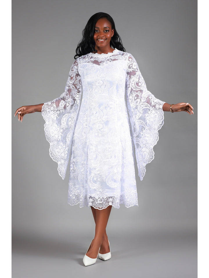 Lace A-line Dress w/ Ovsz Bell Slvs-Plus