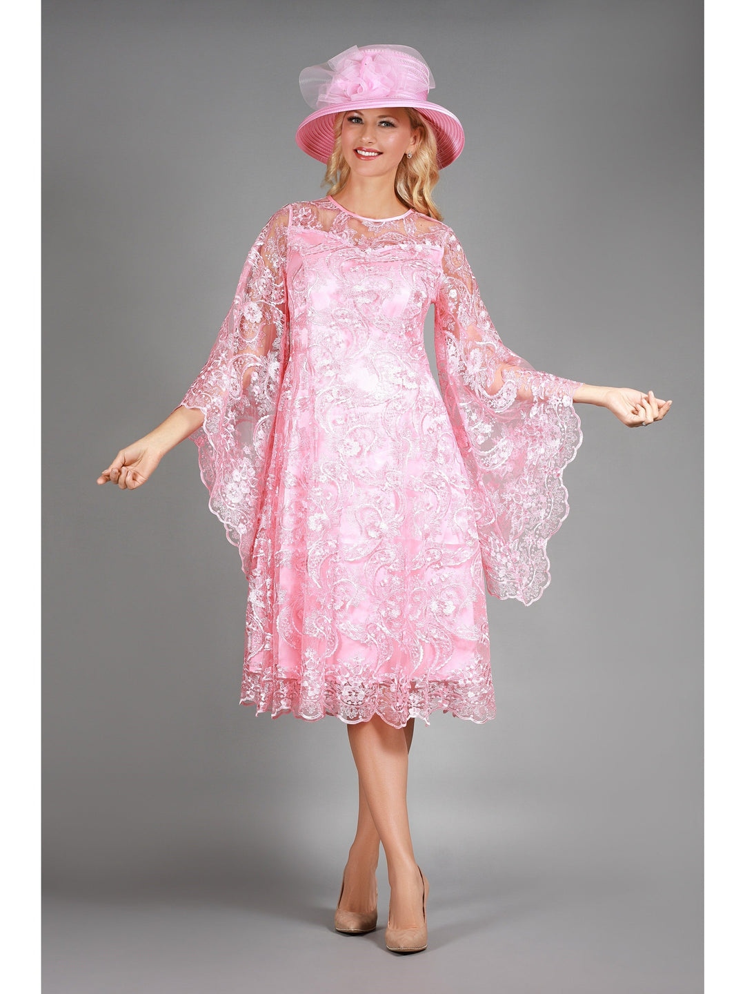 Lace A-line Dress w/ Ovsz Bell Slvs