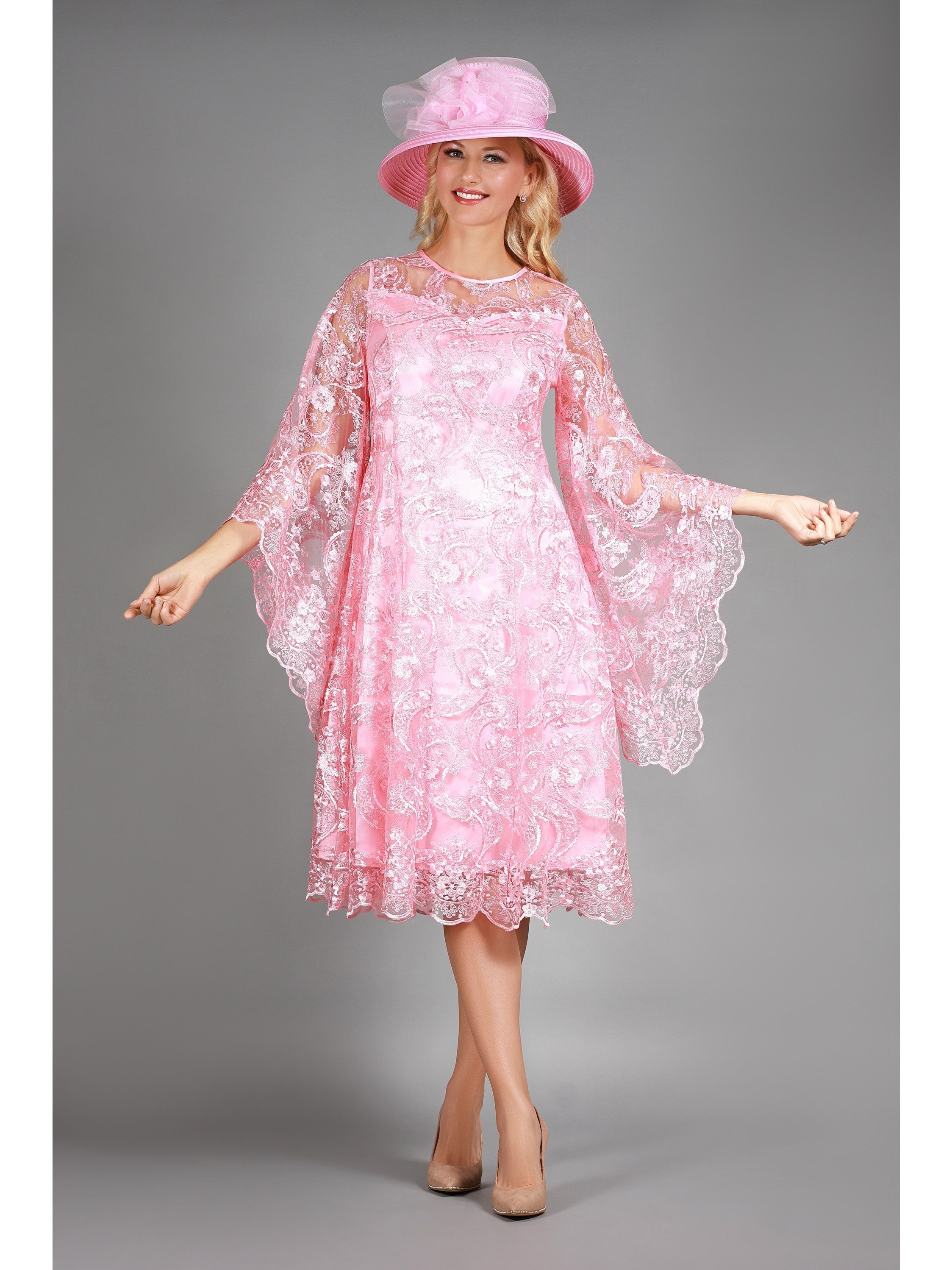 Lace A-line Dress w/ Ovsz Bell Slvs