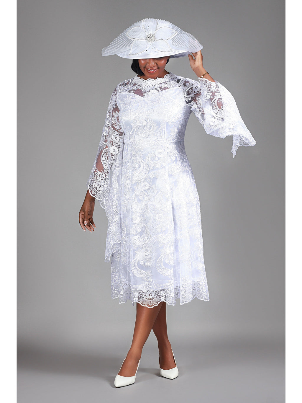 Lace A-line Dress w/ Ovsz Bell Slvs