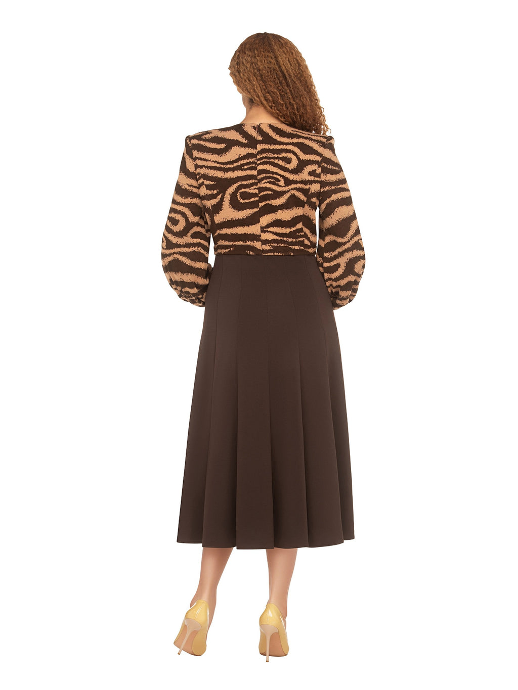 Faux 2pc A-line Knit & Crepe Dress