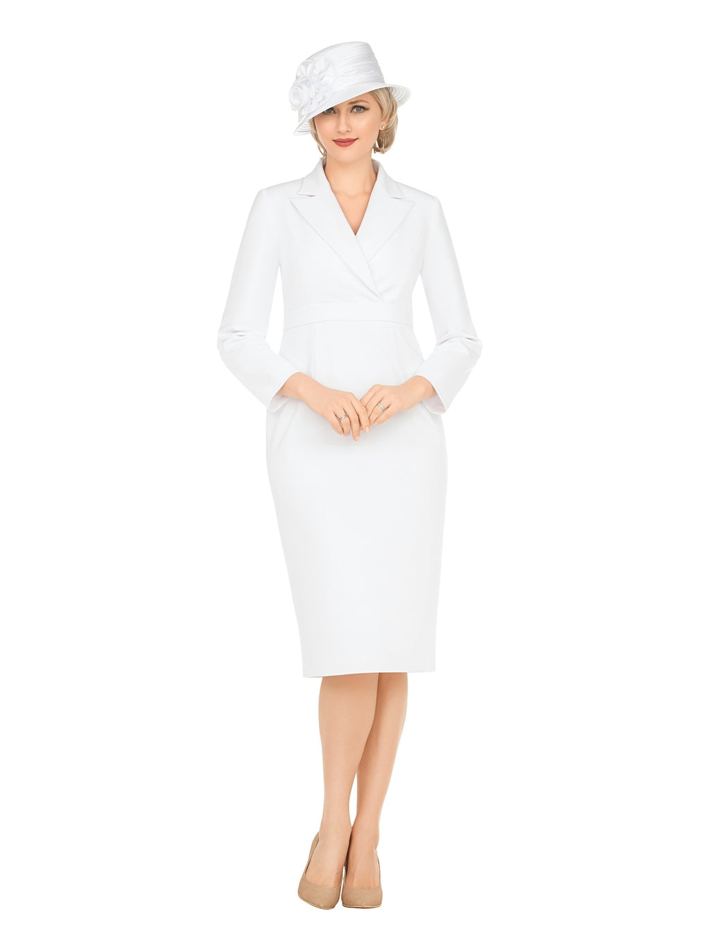 Notch Collar Long Sleeve Waisted Sheath Dress-Plus
