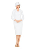 Notch Collar Long Sleeve Waisted Sheath Dress-Plus