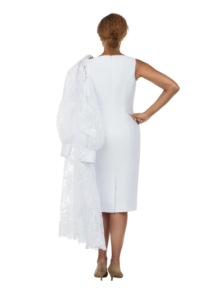 2pc Midi Dress w/ Sheer Lace Overlay Jacket