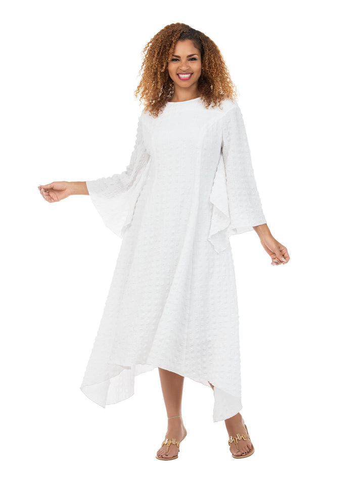 Popcorn-like Textured Cascade Handkerchief Dress
