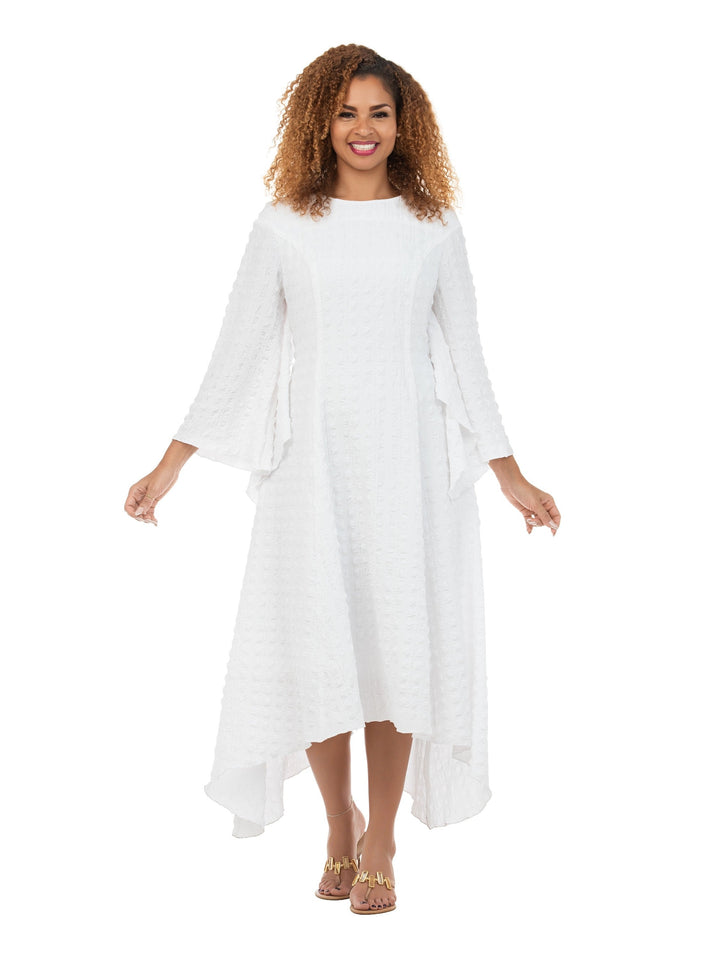 Popcorn-like Textured Cascade Handkerchief Dress