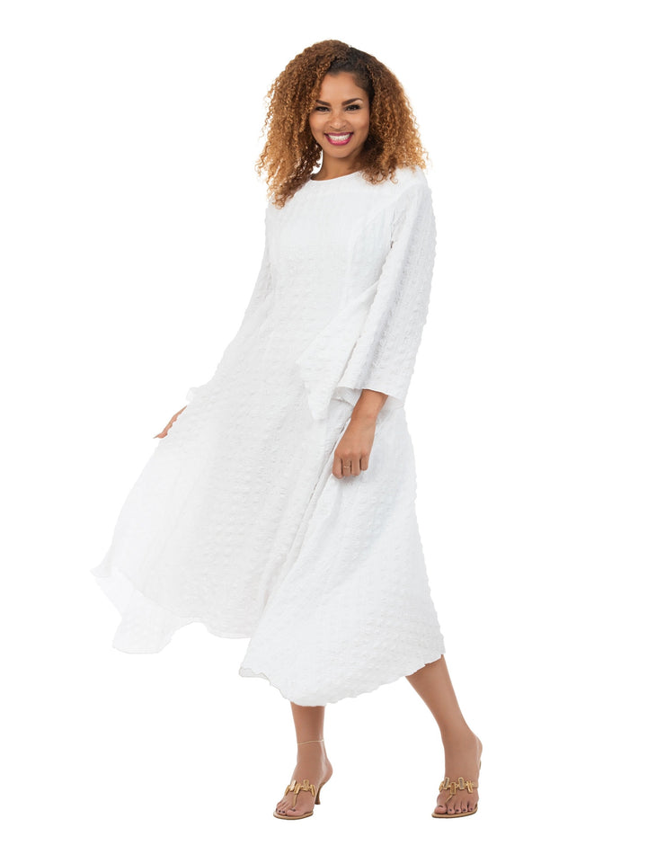 Popcorn-like Textured Cascade Handkerchief Dress
