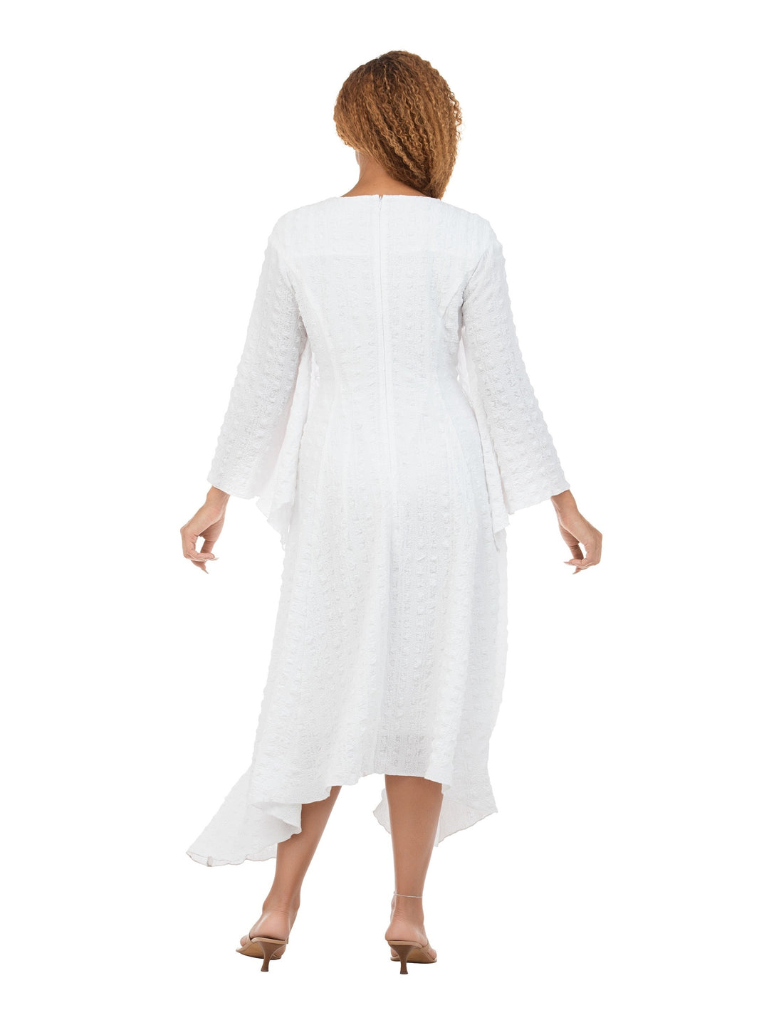 Popcorn-like Textured Cascade Handkerchief Dress