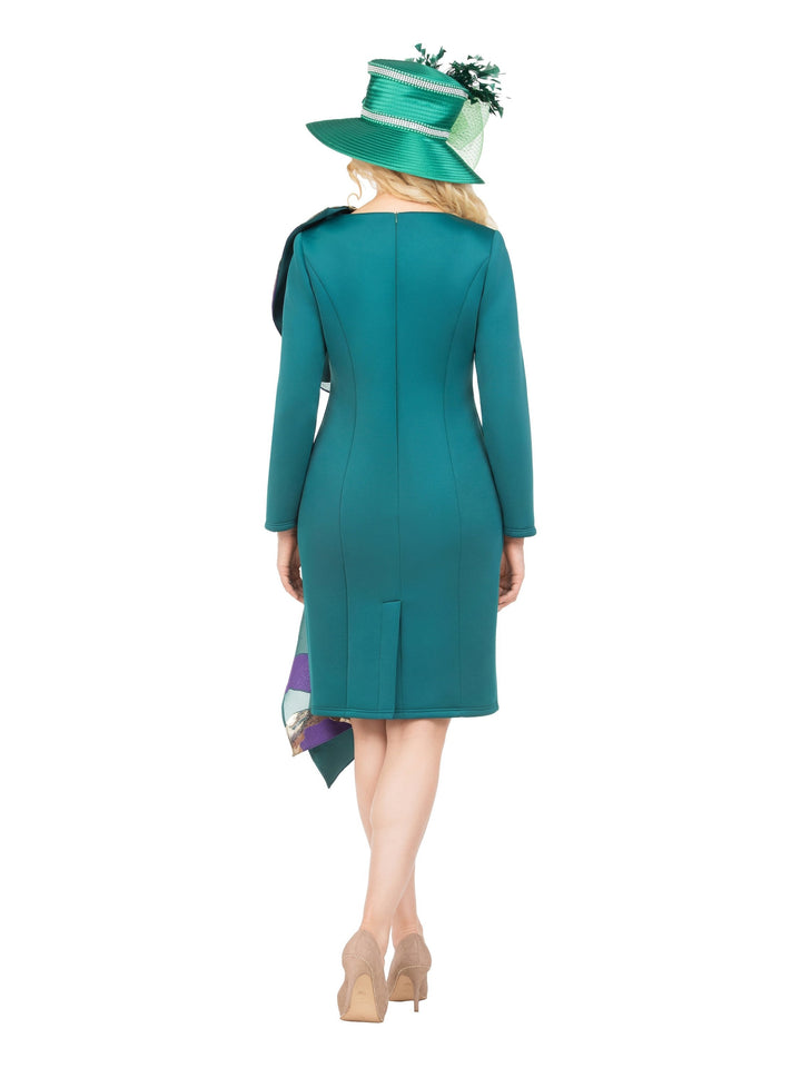 Scuba Sheath Dress with Statement Bow & Sash