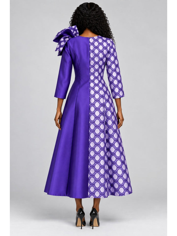 Statement Shoulder Bow A-Line Midi Dress-Plus
