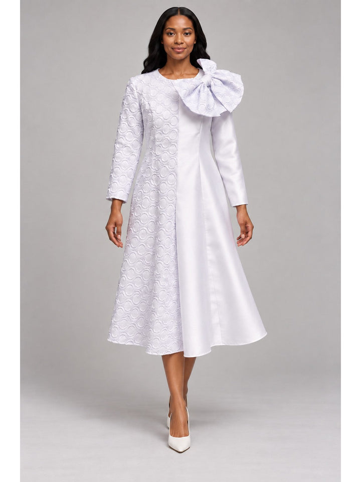 Statement Shoulder Bow A-Line Midi Dress-Plus