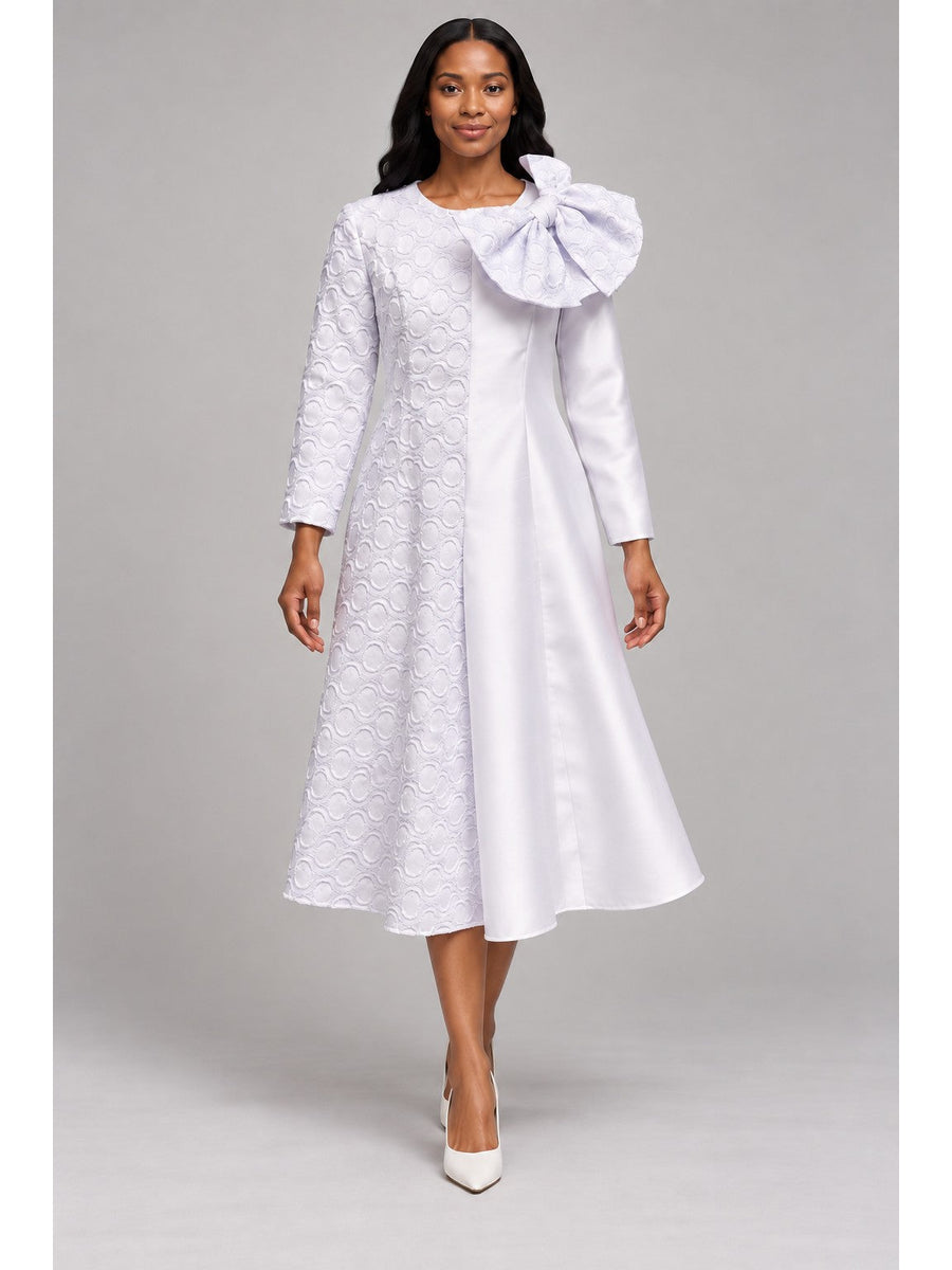 Statement Shoulder Bow A-Line Midi Dress-Plus