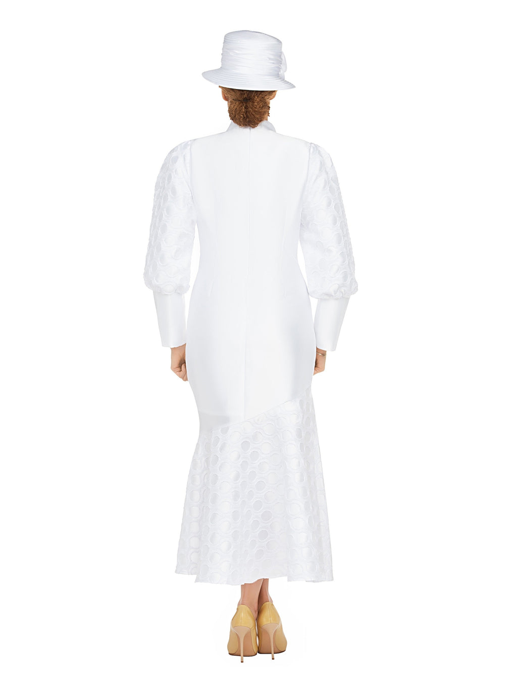 Silky Twill Bubble Sleeve Asymmetric Dress