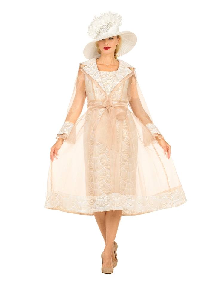2pc Sequined Sheath Dress w/ Sheer Organza Jkt