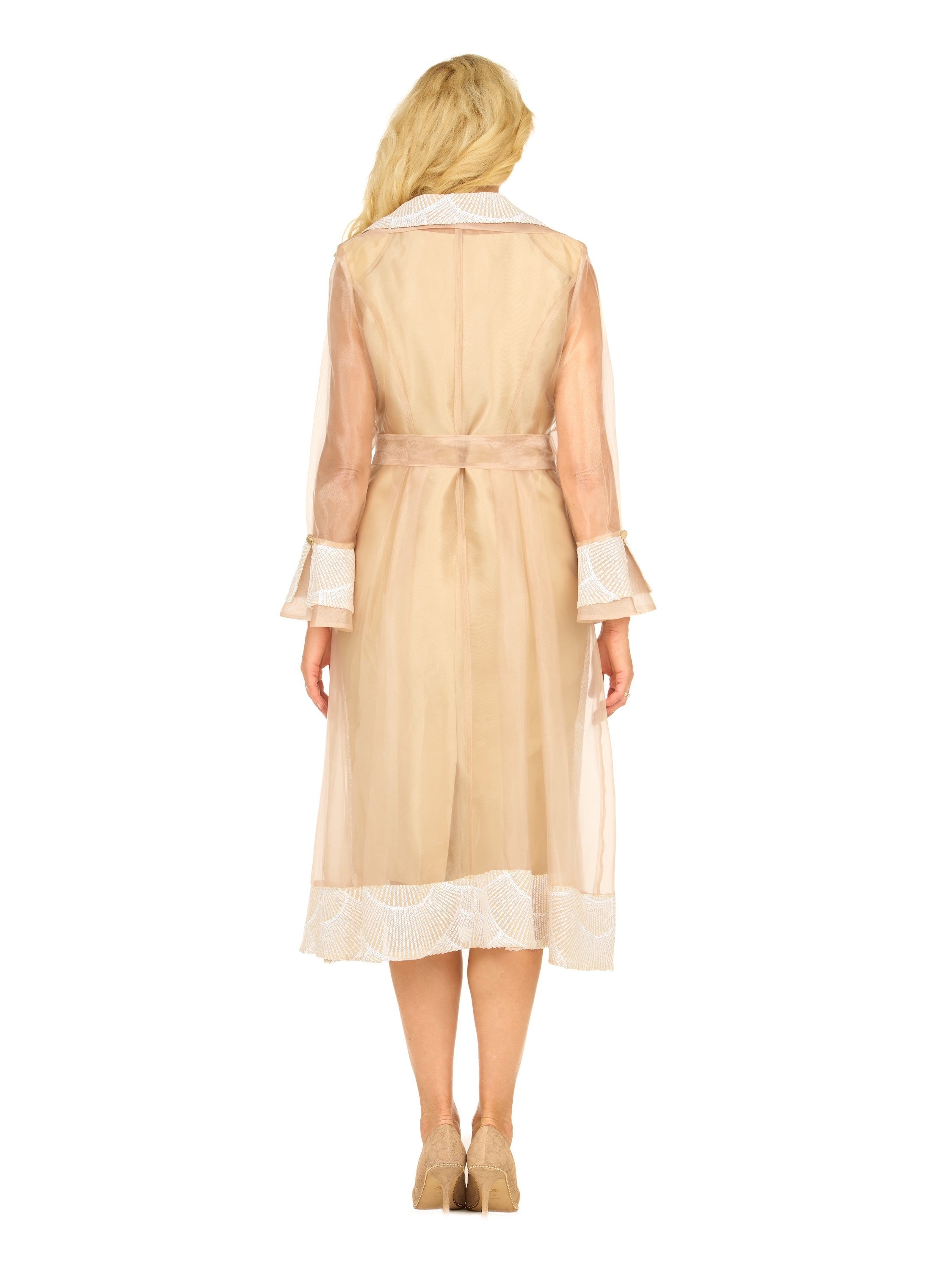 2pc Sequined Sheath Dress w/ Sheer Organza Jkt