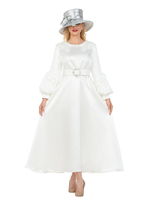 Belted A-line Dress w/ Beaded Embroidery-Plus