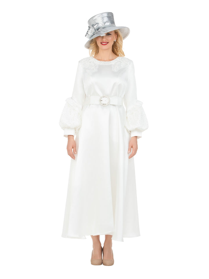 Belted A-line Dress w/ Beaded Embroidery-Plus