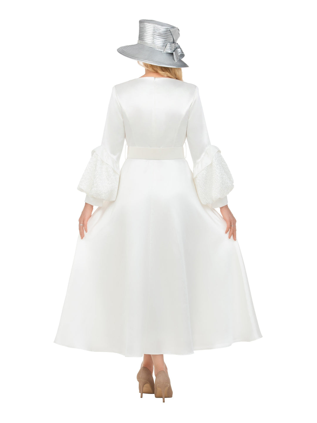 Belted A-line Dress w/ Beaded Embroidery-Plus