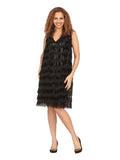 V-neck Sleeveless A-line Drs w/ Seqs&Tassels