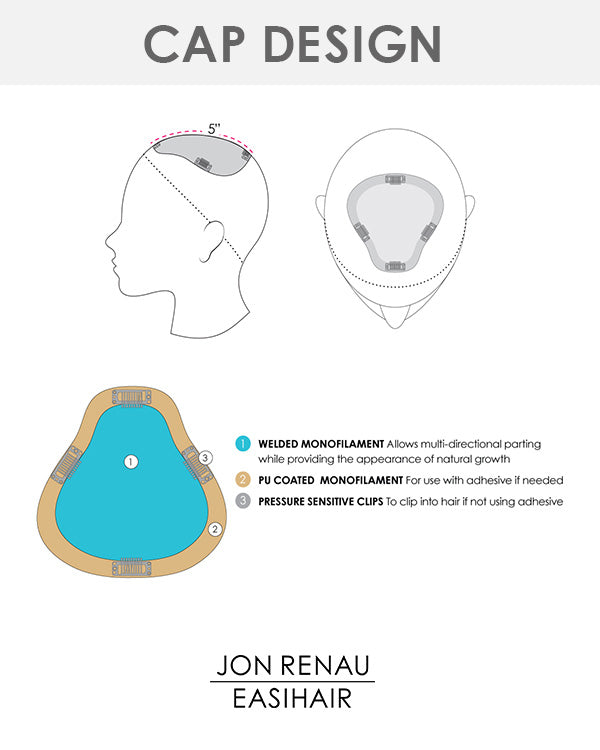 EasiPart XL 8 inch | Monofilament Remy Human Hair Topper by Jon Renau