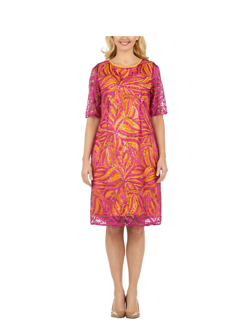 1pc Lux Lace Overlay Shift Dress