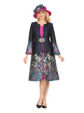Luxe Brocade Coat&Silky Twill Dress Ensemble