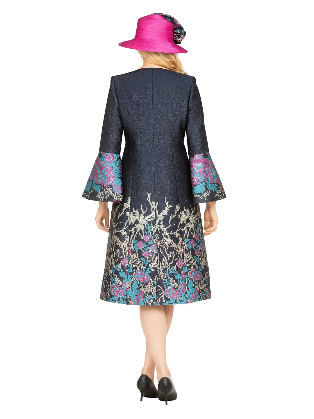 Luxe Brocade Coat&Silky Twill Dress Ensemble