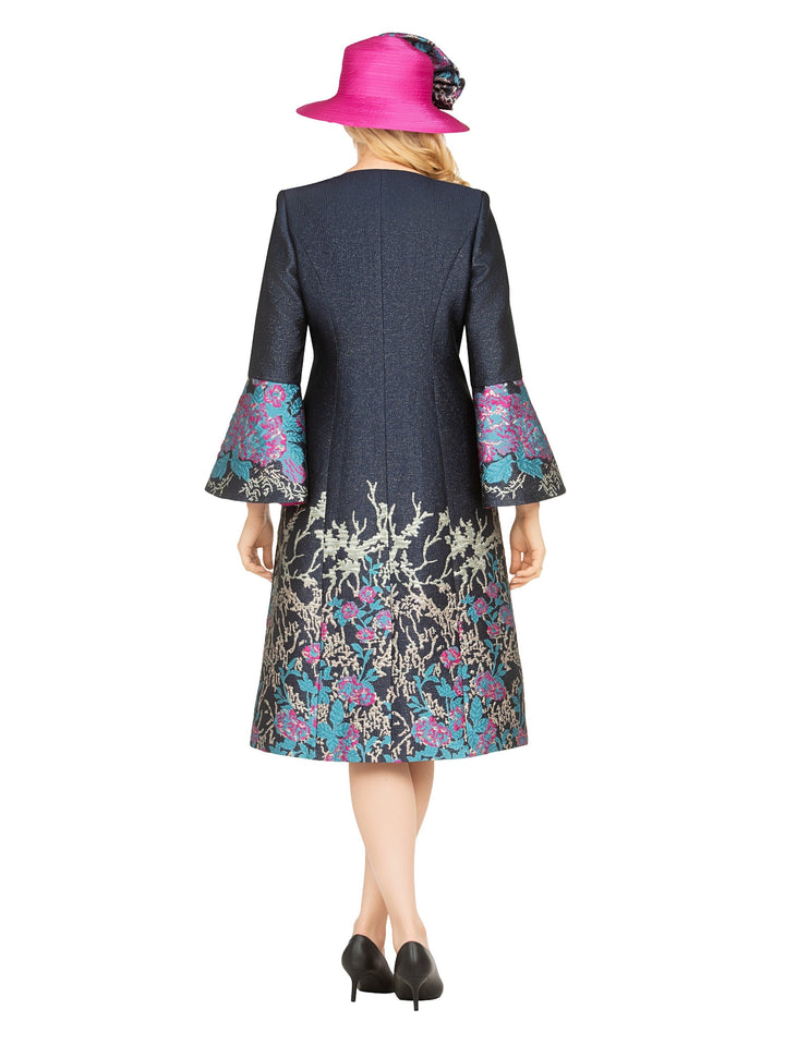 Luxe Brocade Coat&Silky Twill Dress Ensemble-Plus