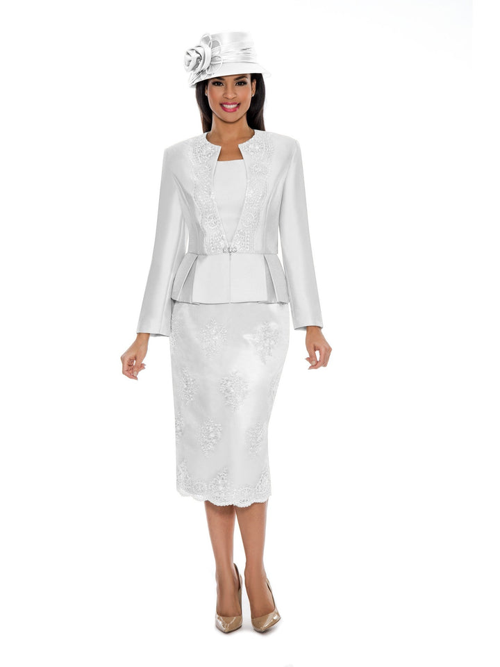 3pc Peplum Jkt Lace Overlay Skirt Suit