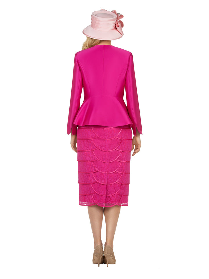 3pc Peplum Jkt&Scallop Shape Lace Skt Suit-Plus