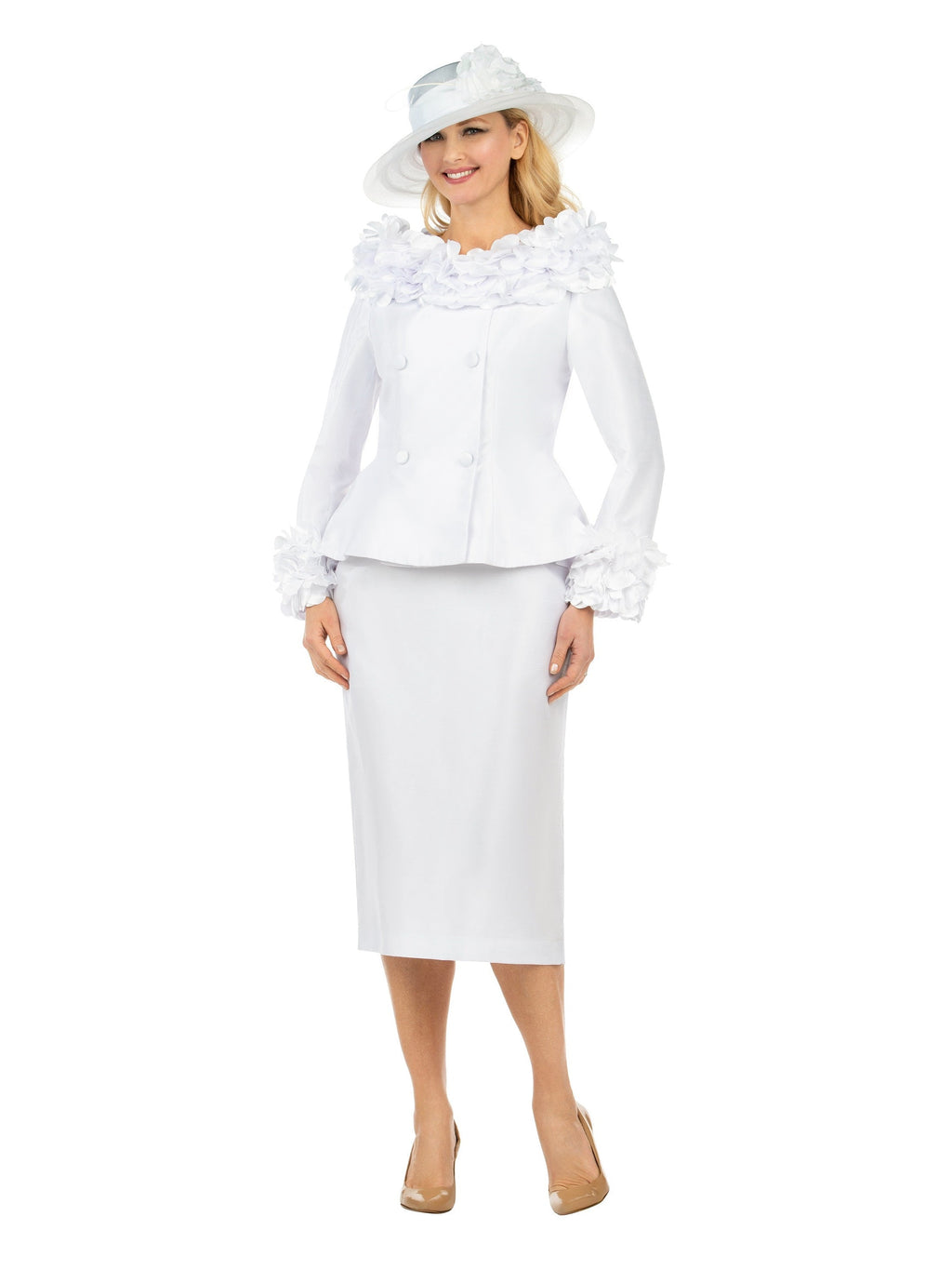 2pc Dbl-brstd Suit w/ Floating Flower Petals-Plus