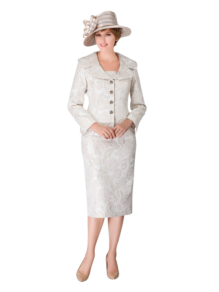 2pc Wide Collar Novelty Skirt Suit - Plus Size