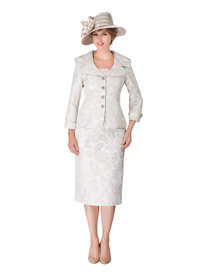 2pc Wide Collar Novelty Skirt Suit - Plus Size