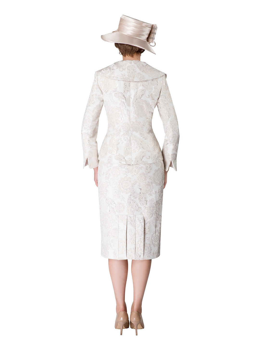 2pc Wide Collar Novelty Skirt Suit - Plus Size