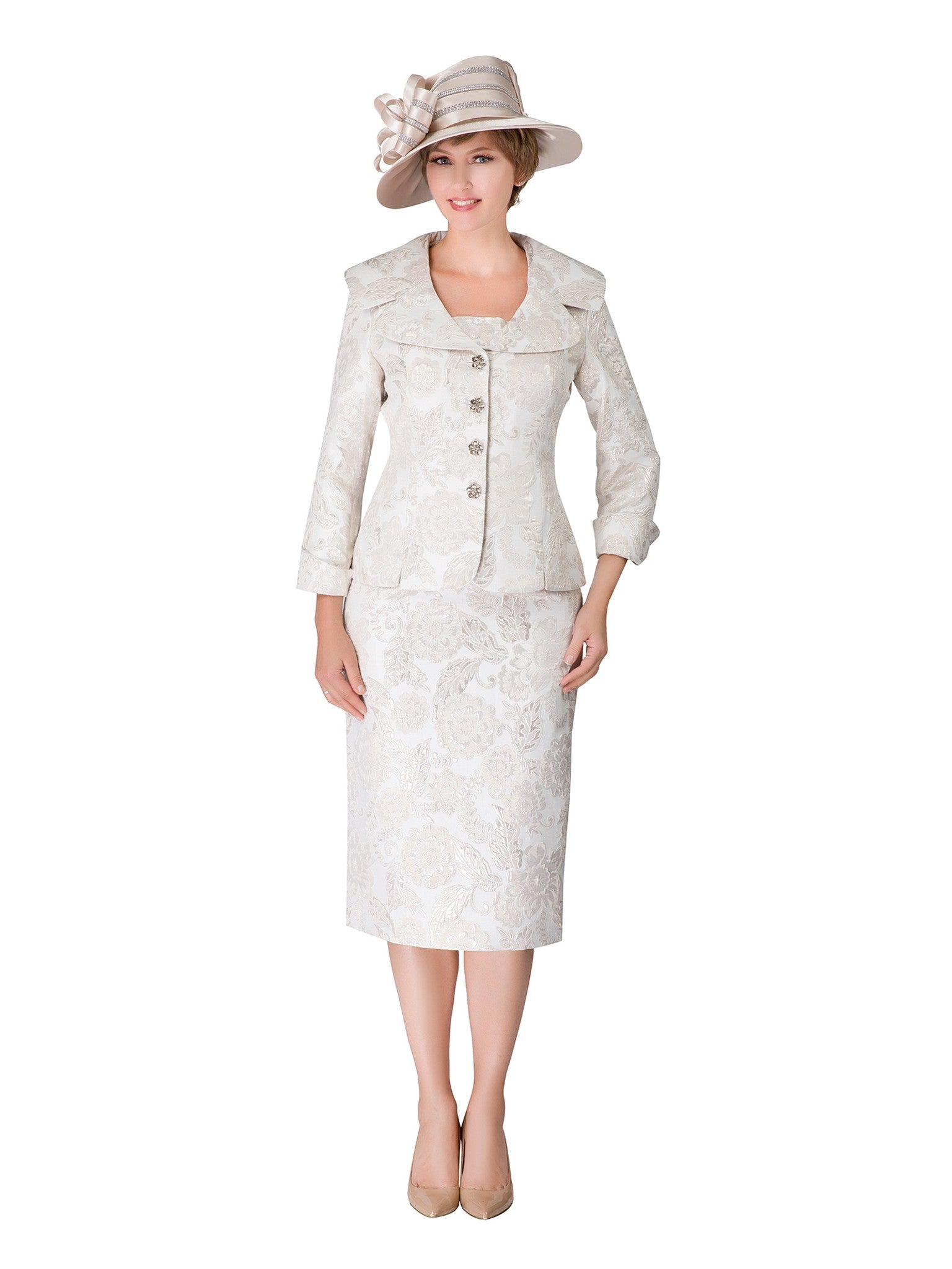 2pc Wide Collar Novelty Skirt Suit