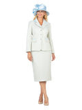 2pc Notch Collar Diamond Pattern Brocade Suit