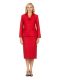 2pc Notch Collar Classic Brocade Skirt Suit-Plus