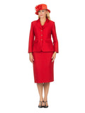 2pc Notch Collar Classic Brocade Skirt Suit